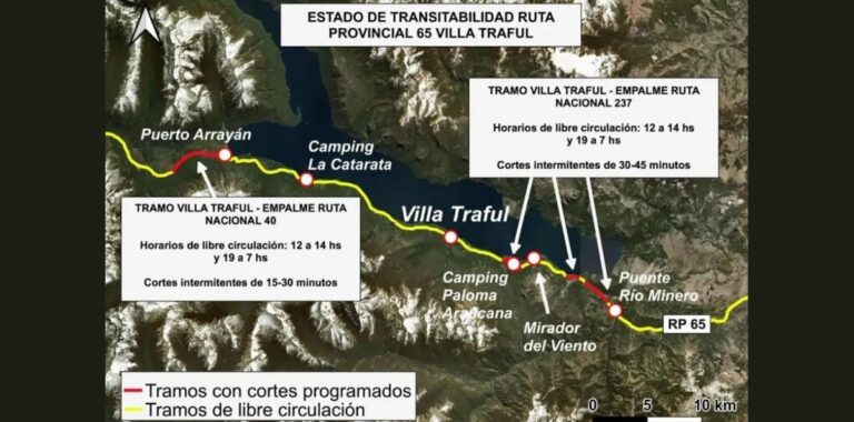 Estado de transitabilidad de la Ruta Provincial N° 65