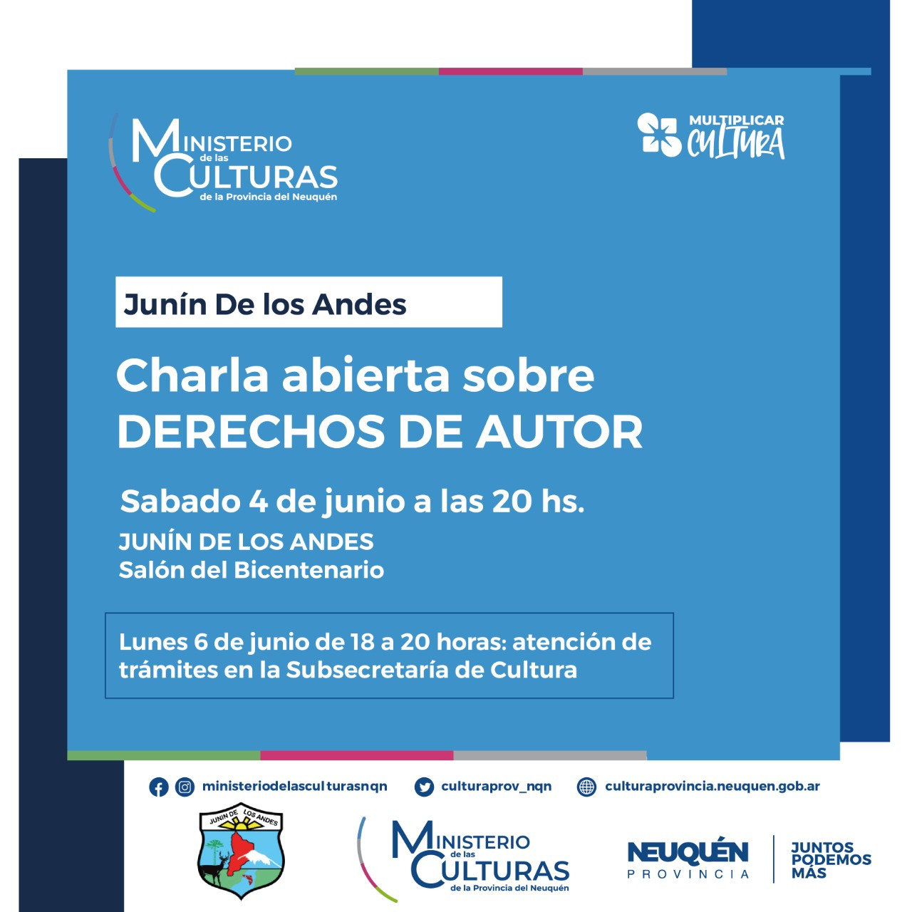 Charlas sobre «Derechos de autor y propiedad intelectual» en Junín y San Martín de los Andes