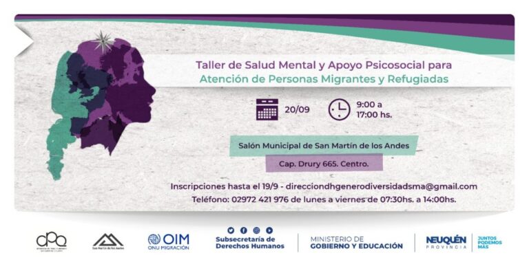 Brindarán un taller sobre apoyo psicosocial y salud mental en San Martín de los Andes