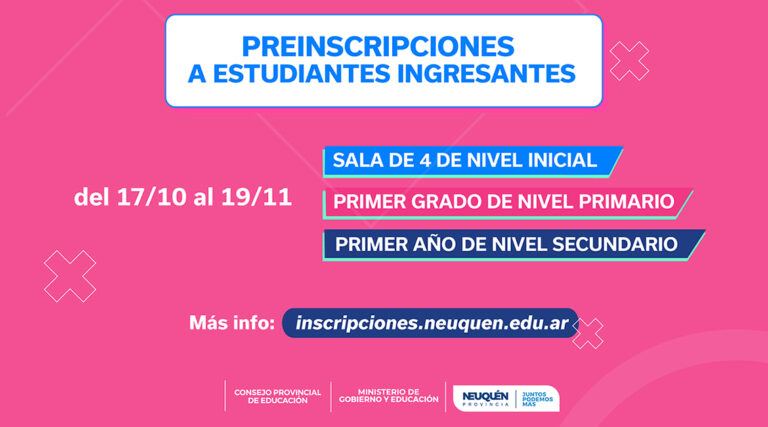 Comienza la preinscripción para ingresantes del nivel Inicial, Primario y Secundario