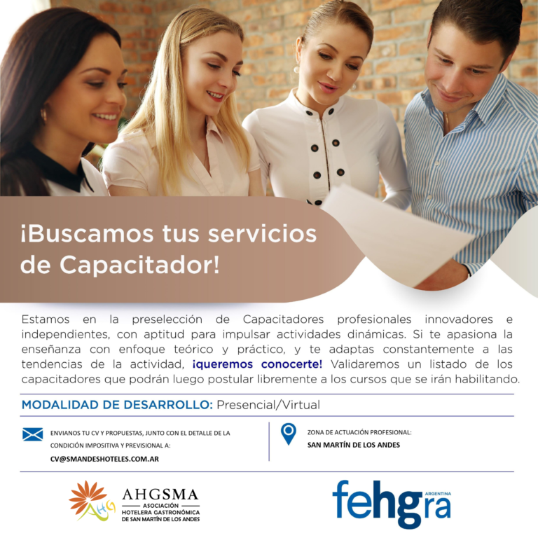 La AHGSMA recibe currículums vitae de capacitadores que puedan dictar cursos para el sector hotelero gastronómico