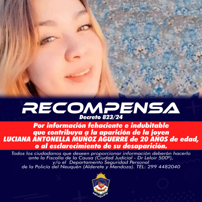 Ofrecen recompensa de hasta 1 millón de pesos para quienes aporten datos sobre Luciana Antonella Muñoz Aguerre