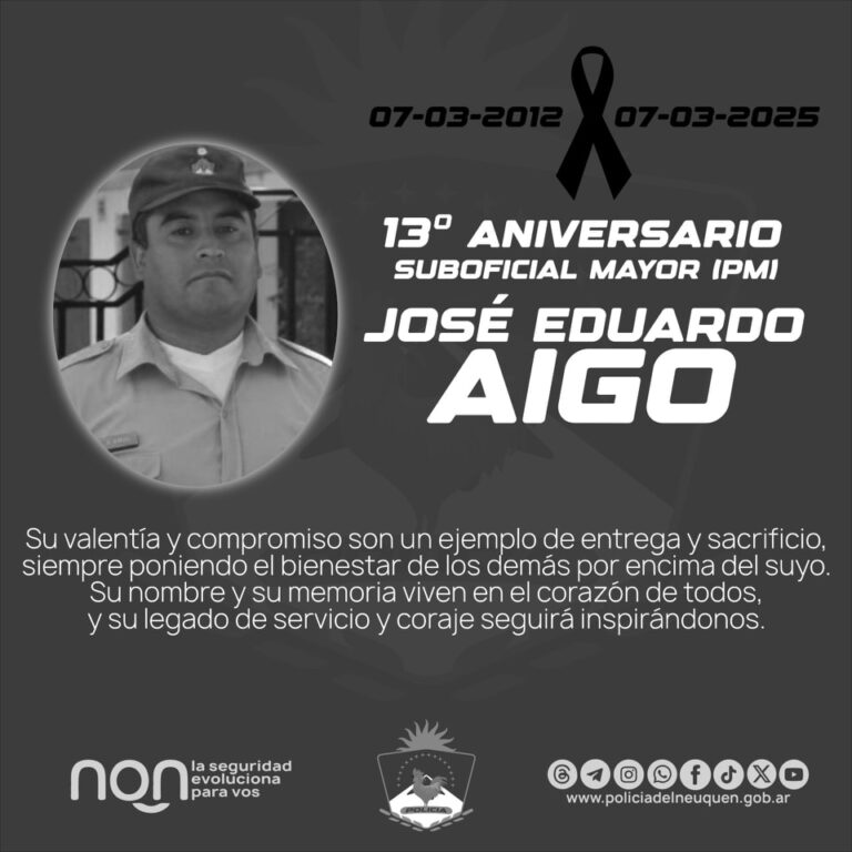 Homenaje en el 13° Aniversario por el fallecimiento del Suboficial Mayor José Eduardo Aigo