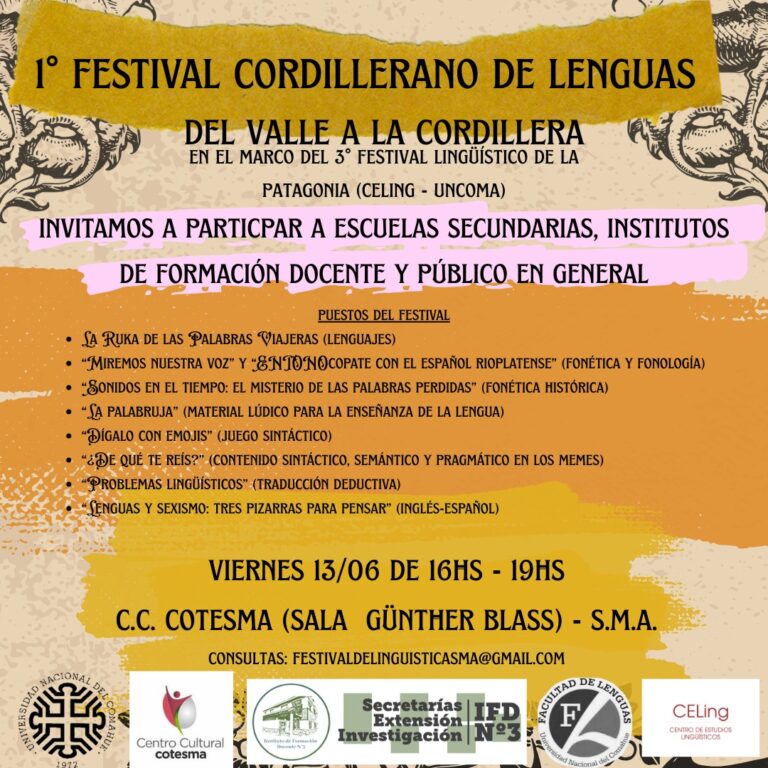 ¡Se viene el Primer Festival Cordillerano de Lenguas este viernes 13!